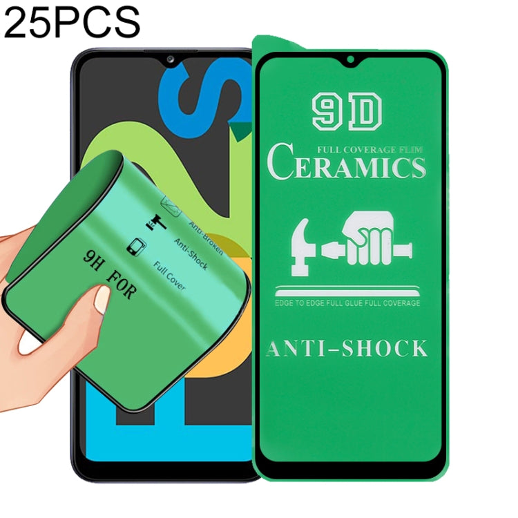 For Samsung Galaxy F02s 25 PCS 9D Full Screen Full Glue Ceramic Film
