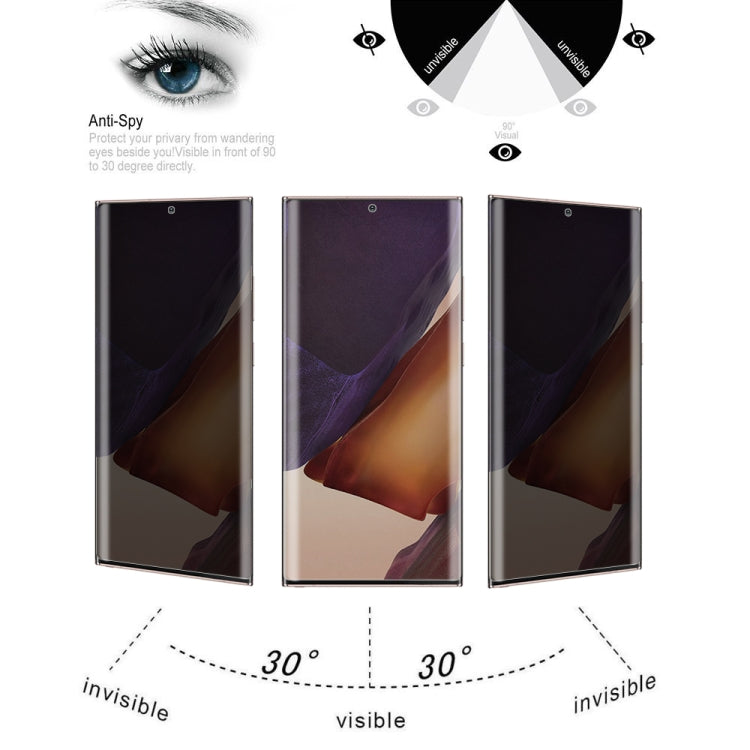 For Samsung Galaxy Note20 Ultra 25pcs 0.3mm 9H Surface Hardness 3D Curved Surface Privacy Glass Film