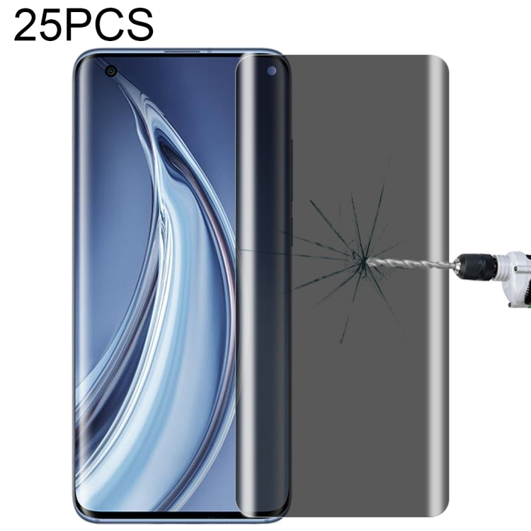 For Xiaomi Mi 10 Pro 25 PCS 0.3mm 9H Surface Hardness 3D Curved Surface Privacy Glass Film
