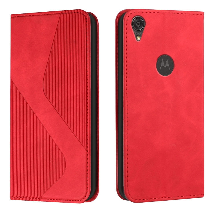For Motorola Moto E6 Skin Feel Magnetic S-type Solid Color Horizontal Flip Leather Case with Holder & Card Slot & Wallet