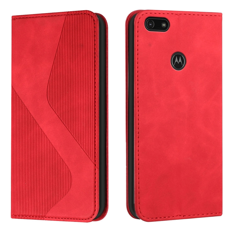For Motorola Moto E6 Play Skin Feel Magnetic S-type Solid Color Horizontal Flip Leather Case with Holder & Card Slot & Wallet