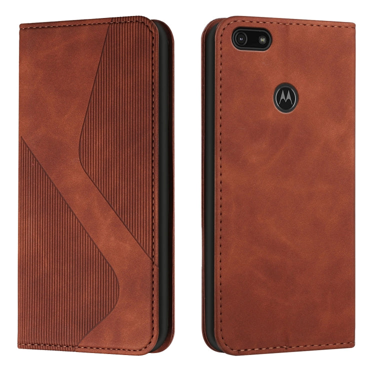 For Motorola Moto E6 Play Skin Feel Magnetic S-type Solid Color Horizontal Flip Leather Case with Holder & Card Slot & Wallet