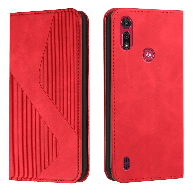 For Motorola Moto E6s 2020 Skin Feel Magnetic S-type Solid Color Horizontal Flip Leather Case with Holder & Card Slot & Wallet