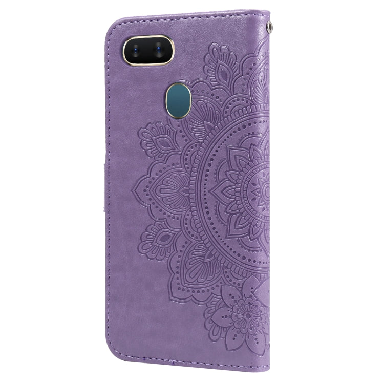 For OPPO A7 / A5s 7-petal Flowers Embossing Pattern Horizontal Flip PU Leather Case with Holder & Card Slots & Wallet & Photo Frame