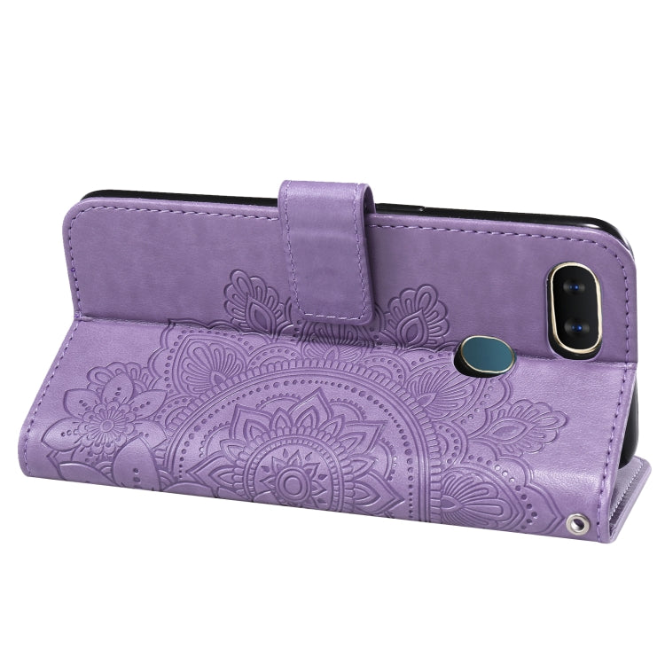 For OPPO A7 / A5s 7-petal Flowers Embossing Pattern Horizontal Flip PU Leather Case with Holder & Card Slots & Wallet & Photo Frame