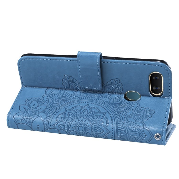 For OPPO A7 / A5s 7-petal Flowers Embossing Pattern Horizontal Flip PU Leather Case with Holder & Card Slots & Wallet & Photo Frame