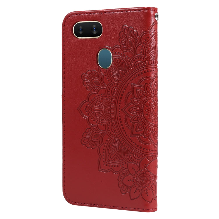 For OPPO A7 / A5s 7-petal Flowers Embossing Pattern Horizontal Flip PU Leather Case with Holder & Card Slots & Wallet & Photo Frame