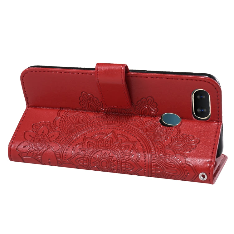 For OPPO A7 / A5s 7-petal Flowers Embossing Pattern Horizontal Flip PU Leather Case with Holder & Card Slots & Wallet & Photo Frame