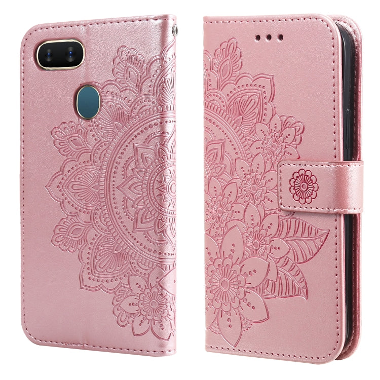 For OPPO A7 / A5s 7-petal Flowers Embossing Pattern Horizontal Flip PU Leather Case with Holder & Card Slots & Wallet & Photo Frame