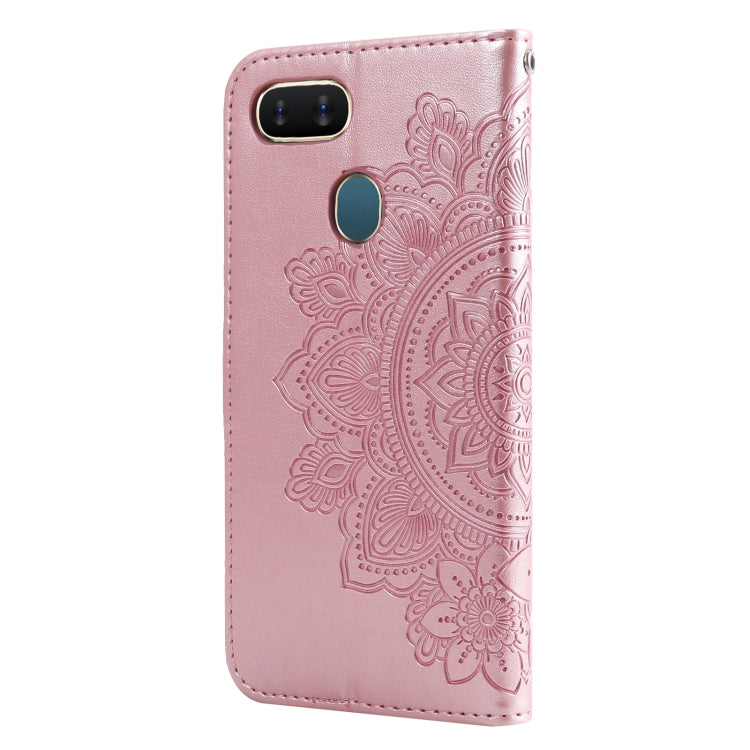 For OPPO A7 / A5s 7-petal Flowers Embossing Pattern Horizontal Flip PU Leather Case with Holder & Card Slots & Wallet & Photo Frame