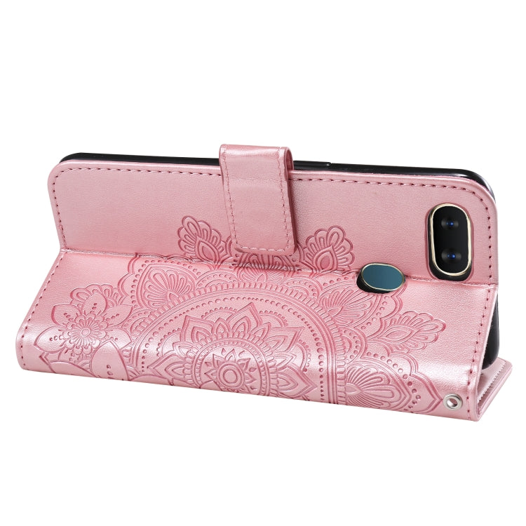 For OPPO A7 / A5s 7-petal Flowers Embossing Pattern Horizontal Flip PU Leather Case with Holder & Card Slots & Wallet & Photo Frame