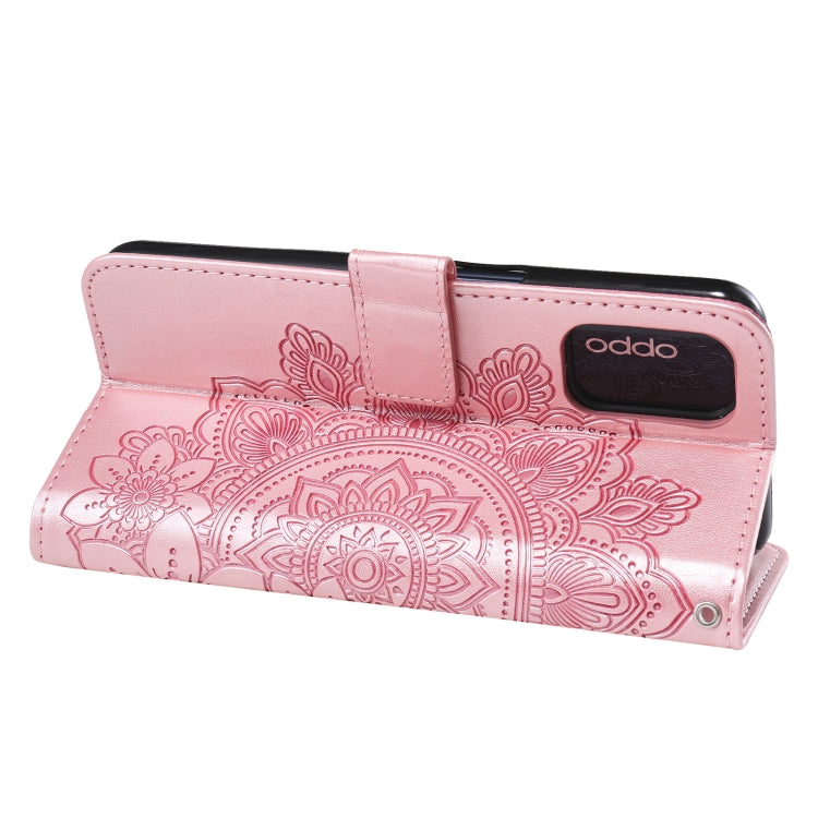 For OPPO A52 / A72 4G / A92 7-petal Flowers Embossing Pattern Horizontal Flip PU Leather Case with Holder & Card Slots & Wallet & Photo Frame