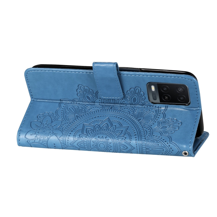 For OPPO A54 4G 7-petal Flowers Embossing Pattern Horizontal Flip PU Leather Case with Holder & Card Slots & Wallet & Photo Frame