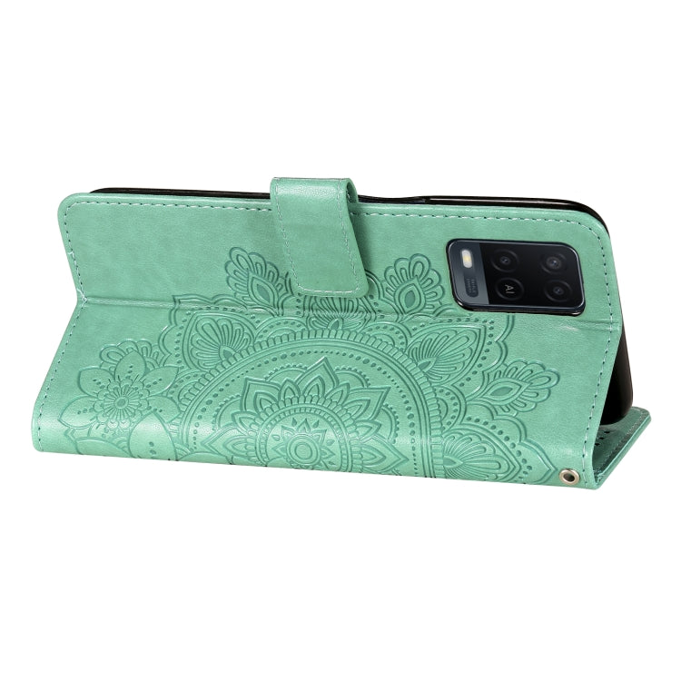 For OPPO A54 4G 7-petal Flowers Embossing Pattern Horizontal Flip PU Leather Case with Holder & Card Slots & Wallet & Photo Frame