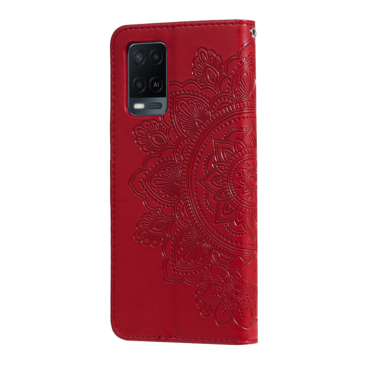 For OPPO A54 4G 7-petal Flowers Embossing Pattern Horizontal Flip PU Leather Case with Holder & Card Slots & Wallet & Photo Frame