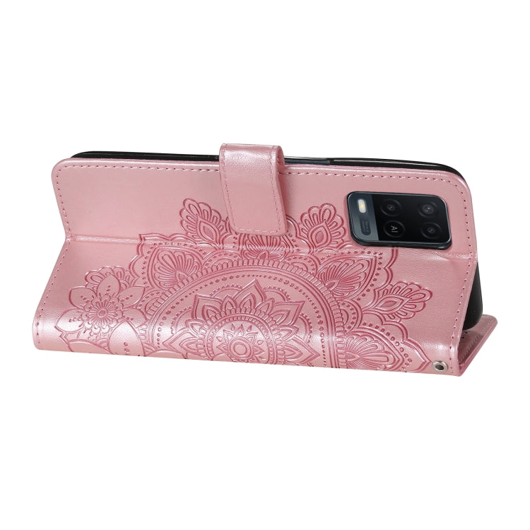 For OPPO A54 4G 7-petal Flowers Embossing Pattern Horizontal Flip PU Leather Case with Holder & Card Slots & Wallet & Photo Frame