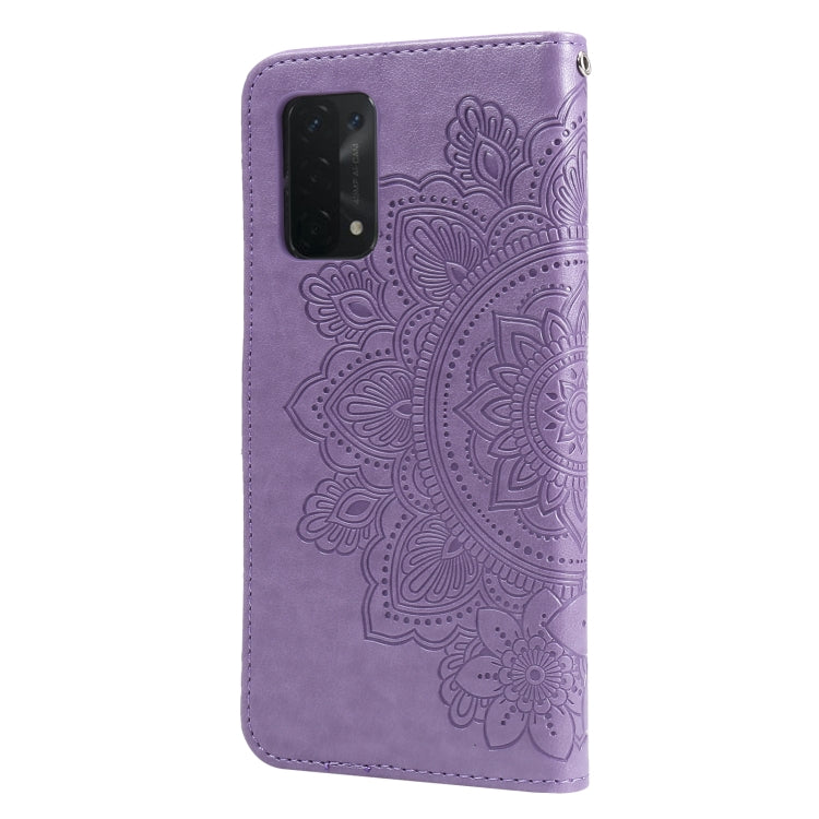 For OPPO A74 4G / F19 4G 7-petal Flowers Embossing Pattern Horizontal Flip PU Leather Case with Holder & Card Slots & Wallet & Photo Frame