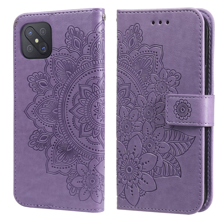 For OPPO A92s / Reno4 Z / A72 5G / A73 5G / A53 5G 7-petal Flowers Embossing Pattern Horizontal Flip PU Leather Case with Holder & Card Slots & Wallet & Photo Frame