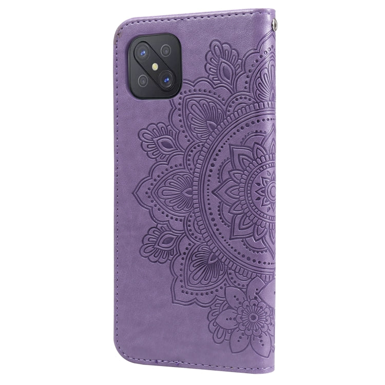 For OPPO A92s / Reno4 Z / A72 5G / A73 5G / A53 5G 7-petal Flowers Embossing Pattern Horizontal Flip PU Leather Case with Holder & Card Slots & Wallet & Photo Frame