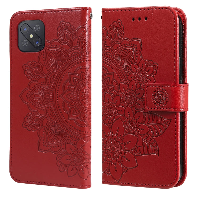 For OPPO A92s / Reno4 Z / A72 5G / A73 5G / A53 5G 7-petal Flowers Embossing Pattern Horizontal Flip PU Leather Case with Holder & Card Slots & Wallet & Photo Frame
