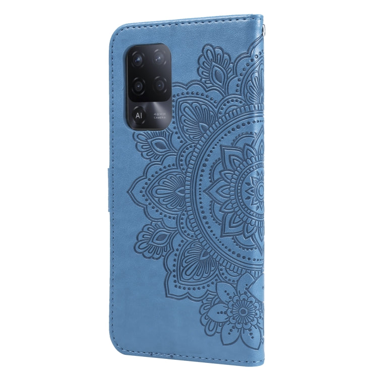 For OPPO A94 5G / F19 Pro+ / Reno5 Z 5G 7-petal Flowers Embossing Pattern Horizontal Flip PU Leather Case with Holder & Card Slots & Wallet & Photo Frame