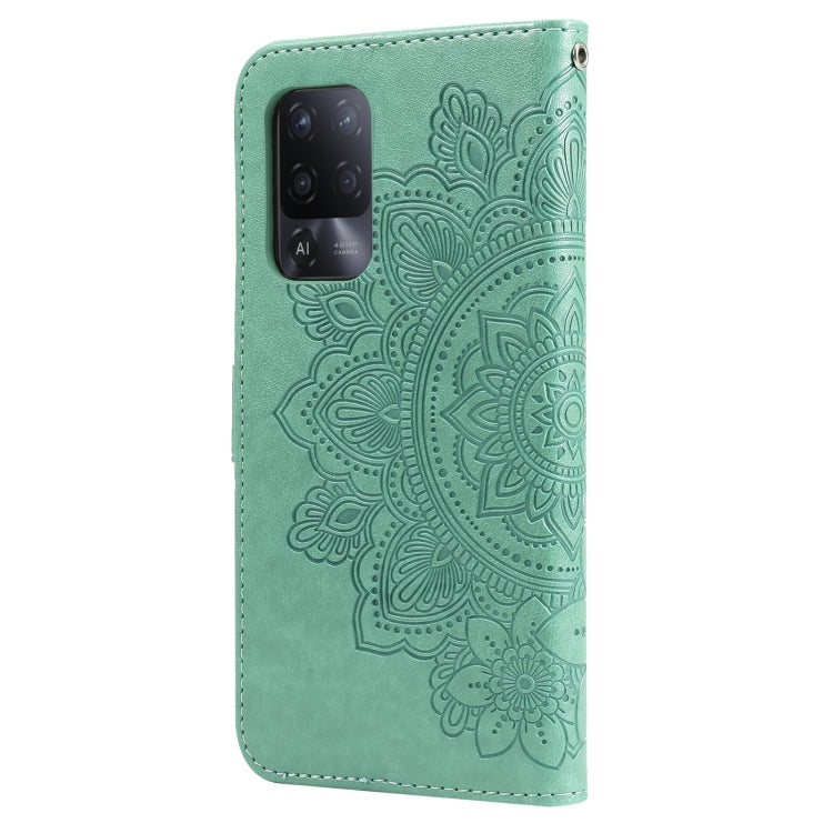 For OPPO A94 5G / F19 Pro+ / Reno5 Z 5G 7-petal Flowers Embossing Pattern Horizontal Flip PU Leather Case with Holder & Card Slots & Wallet & Photo Frame