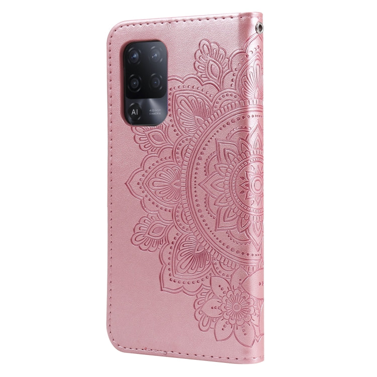 For OPPO A94 5G / F19 Pro+ / Reno5 Z 5G 7-petal Flowers Embossing Pattern Horizontal Flip PU Leather Case with Holder & Card Slots & Wallet & Photo Frame