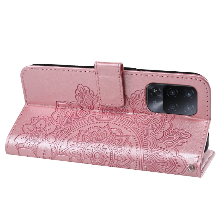 For OPPO A94 5G / F19 Pro+ / Reno5 Z 5G 7-petal Flowers Embossing Pattern Horizontal Flip PU Leather Case with Holder & Card Slots & Wallet & Photo Frame