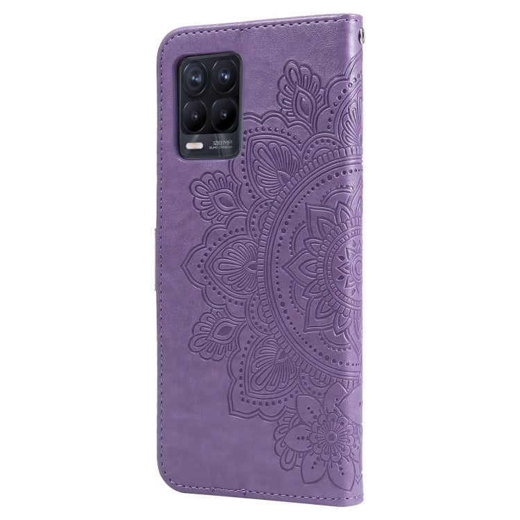 For OPPO Realme 8 / Realme 8 Pro 7-petal Flowers Embossing Pattern Horizontal Flip PU Leather Case with Holder & Card Slots & Wallet & Photo Frame