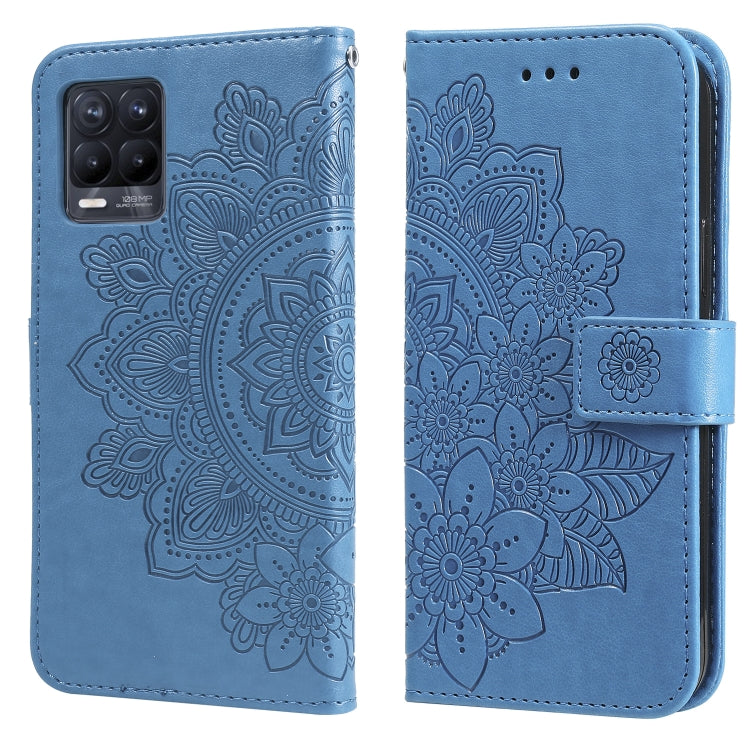 For OPPO Realme 8 / Realme 8 Pro 7-petal Flowers Embossing Pattern Horizontal Flip PU Leather Case with Holder & Card Slots & Wallet & Photo Frame