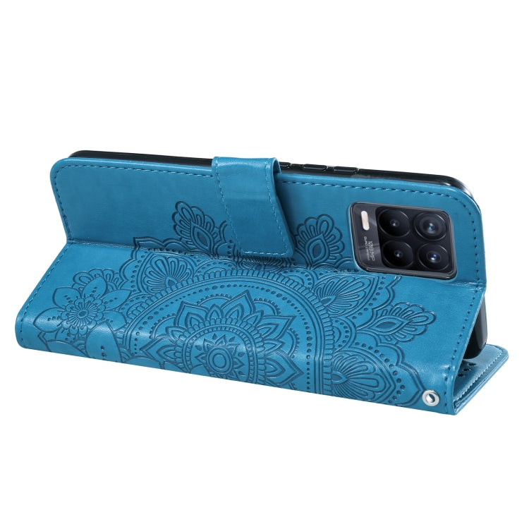 For OPPO Realme 8 / Realme 8 Pro 7-petal Flowers Embossing Pattern Horizontal Flip PU Leather Case with Holder & Card Slots & Wallet & Photo Frame