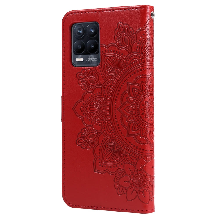 For OPPO Realme 8 / Realme 8 Pro 7-petal Flowers Embossing Pattern Horizontal Flip PU Leather Case with Holder & Card Slots & Wallet & Photo Frame