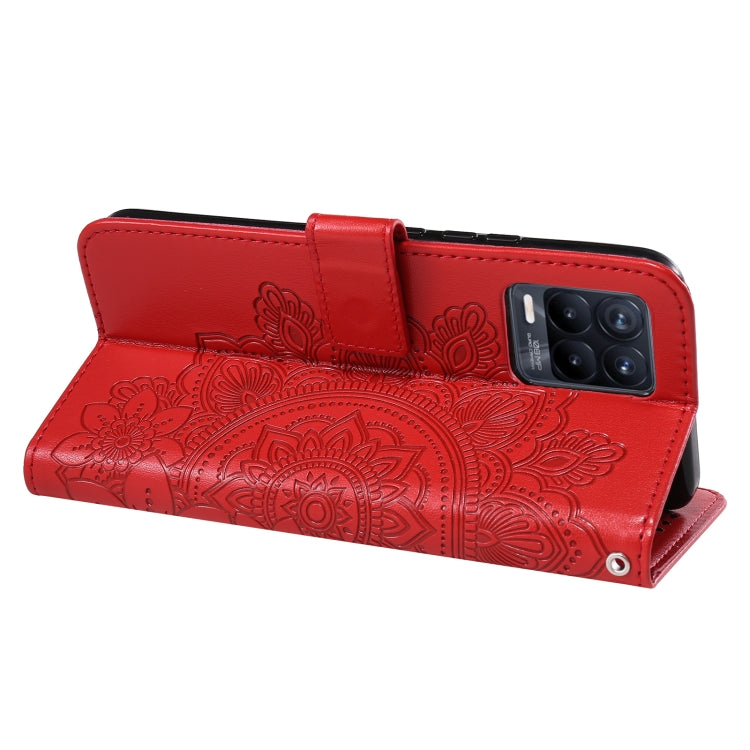 For OPPO Realme 8 / Realme 8 Pro 7-petal Flowers Embossing Pattern Horizontal Flip PU Leather Case with Holder & Card Slots & Wallet & Photo Frame