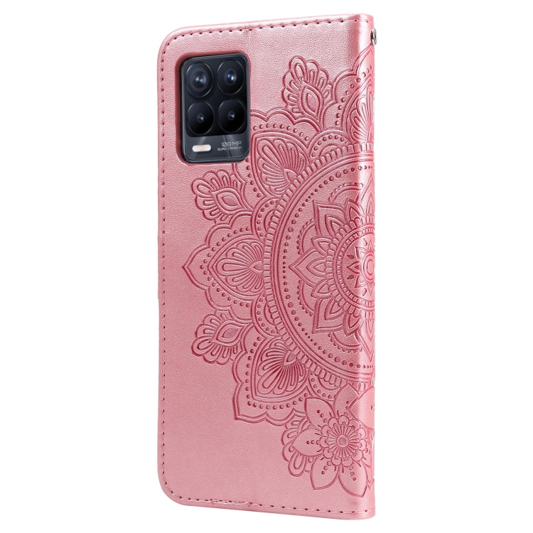 For OPPO Realme 8 / Realme 8 Pro 7-petal Flowers Embossing Pattern Horizontal Flip PU Leather Case with Holder & Card Slots & Wallet & Photo Frame