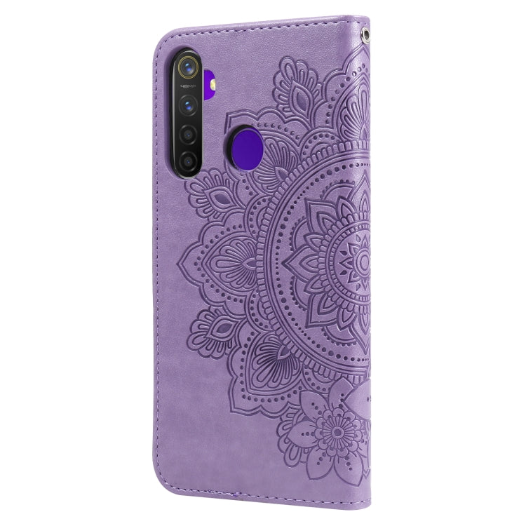For OPPO Realme 5 / Realme 5s / Realme C3 7-petal Flowers Embossing Pattern Horizontal Flip PU Leather Case with Holder & Card Slots & Wallet & Photo Frame