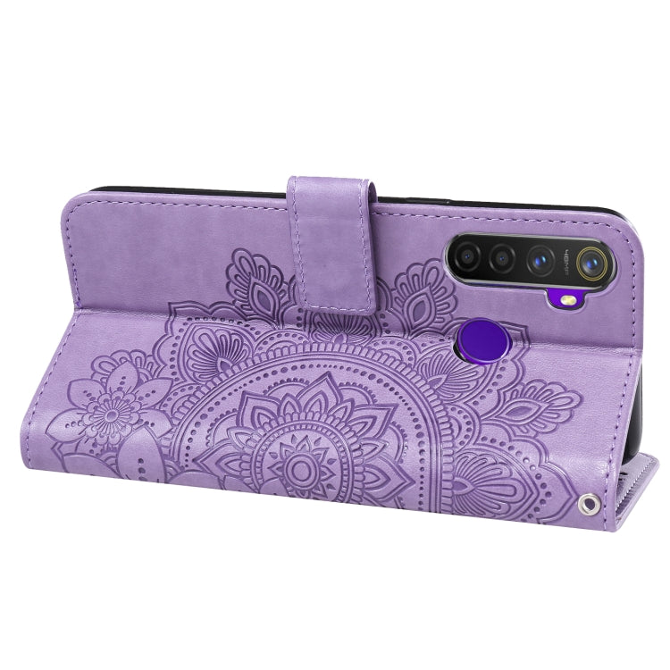 For OPPO Realme 5 / Realme 5s / Realme C3 7-petal Flowers Embossing Pattern Horizontal Flip PU Leather Case with Holder & Card Slots & Wallet & Photo Frame