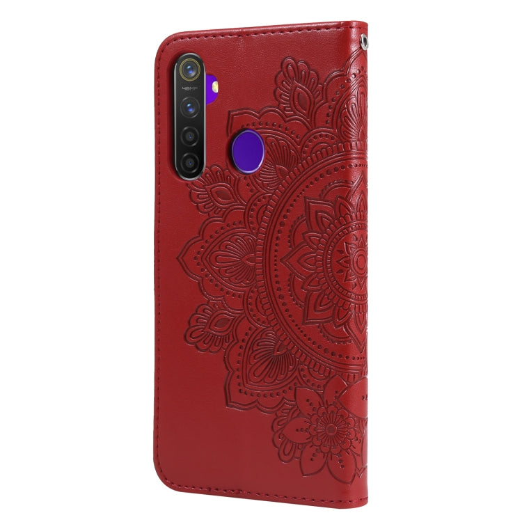 For OPPO Realme 5 / Realme 5s / Realme C3 7-petal Flowers Embossing Pattern Horizontal Flip PU Leather Case with Holder & Card Slots & Wallet & Photo Frame