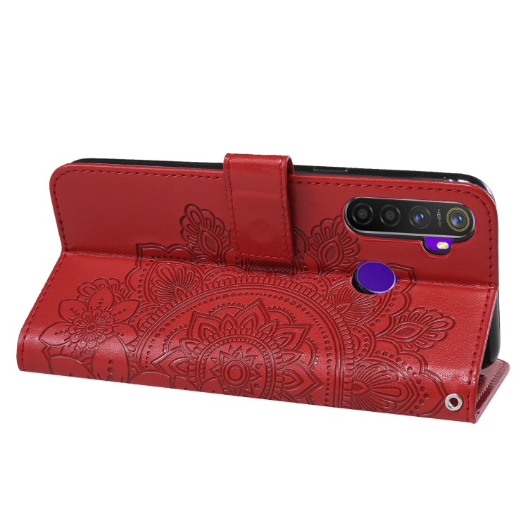 For OPPO Realme 5 / Realme 5s / Realme C3 7-petal Flowers Embossing Pattern Horizontal Flip PU Leather Case with Holder & Card Slots & Wallet & Photo Frame