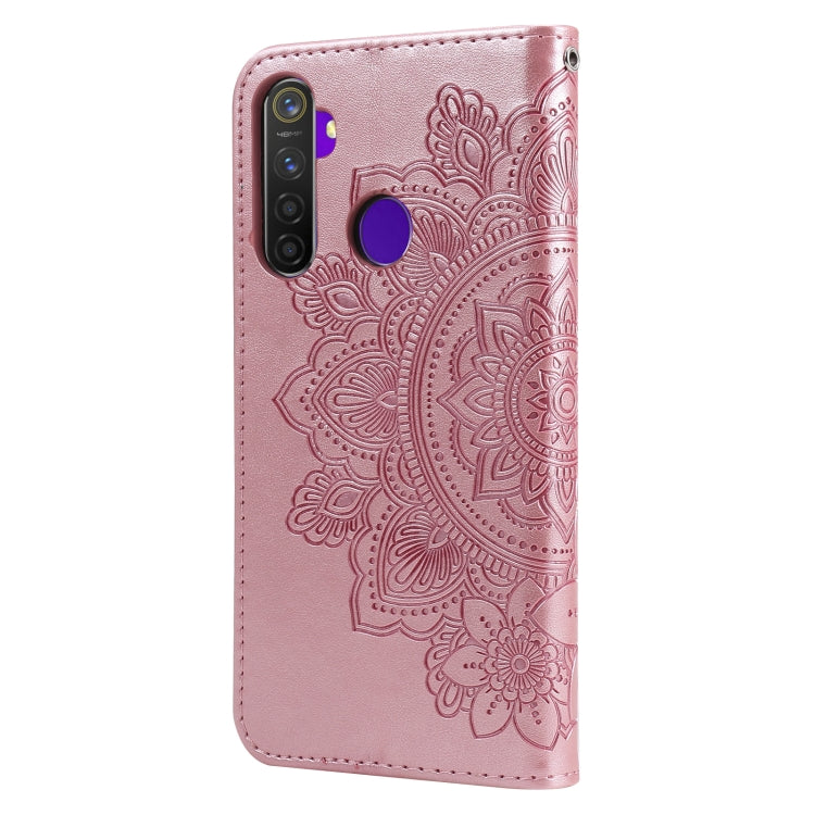 For OPPO Realme 5 / Realme 5s / Realme C3 7-petal Flowers Embossing Pattern Horizontal Flip PU Leather Case with Holder & Card Slots & Wallet & Photo Frame