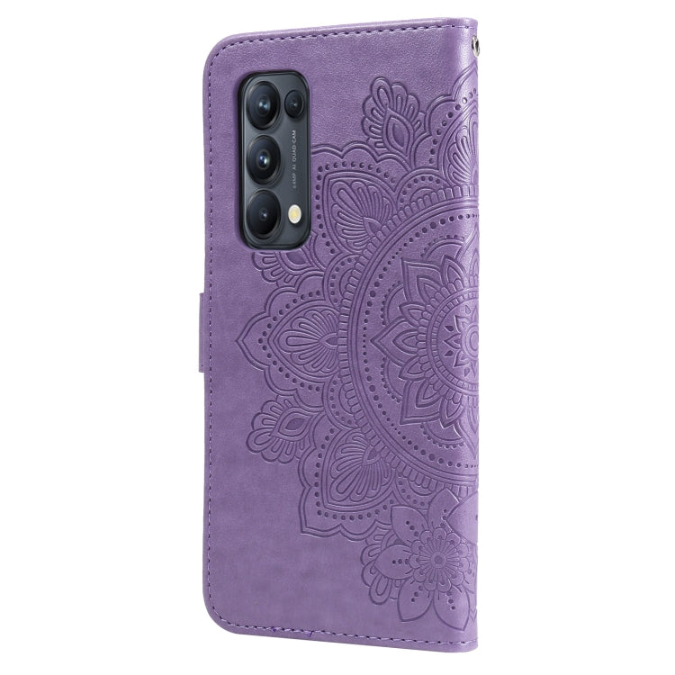 For OPPO Reno5 Pro+ / Find X3 Neo 7-petal Flowers Embossing Pattern Horizontal Flip PU Leather Case with Holder & Card Slots & Wallet & Photo Frame