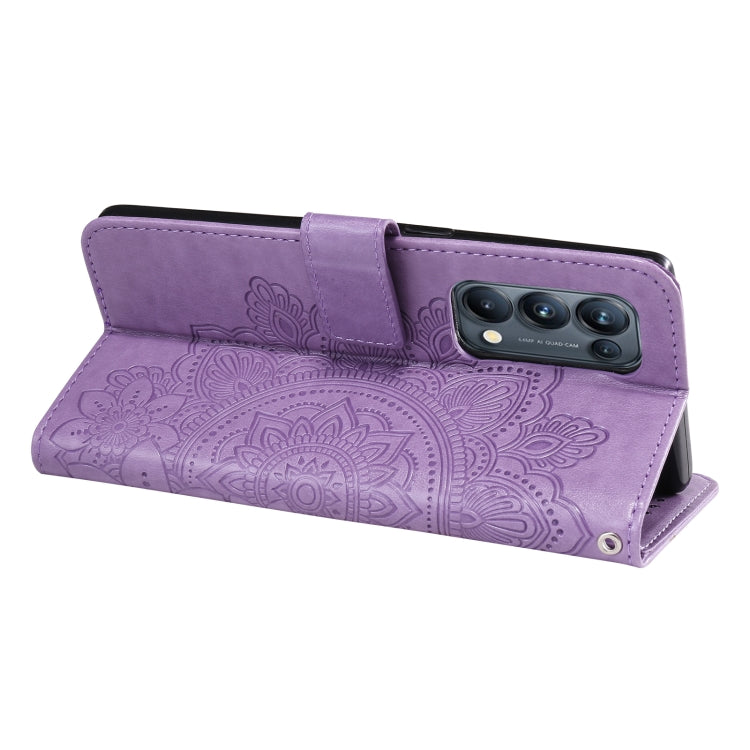 For OPPO Reno5 Pro+ / Find X3 Neo 7-petal Flowers Embossing Pattern Horizontal Flip PU Leather Case with Holder & Card Slots & Wallet & Photo Frame
