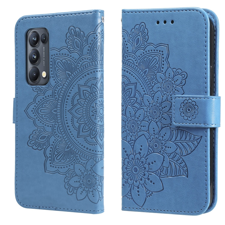 For OPPO Reno5 Pro+ / Find X3 Neo 7-petal Flowers Embossing Pattern Horizontal Flip PU Leather Case with Holder & Card Slots & Wallet & Photo Frame