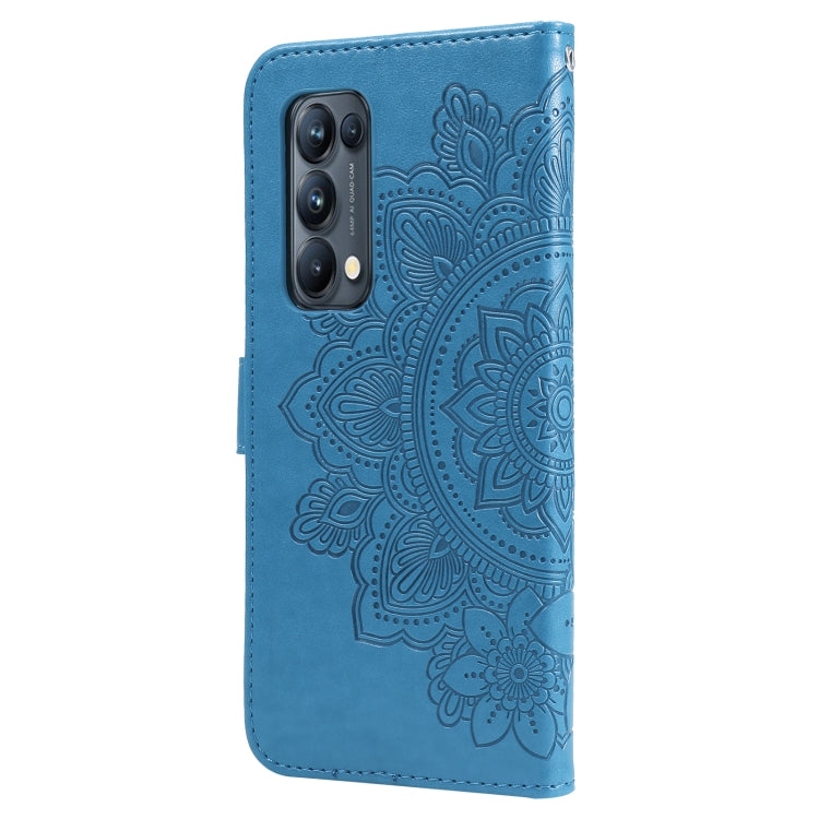 For OPPO Reno5 Pro+ / Find X3 Neo 7-petal Flowers Embossing Pattern Horizontal Flip PU Leather Case with Holder & Card Slots & Wallet & Photo Frame