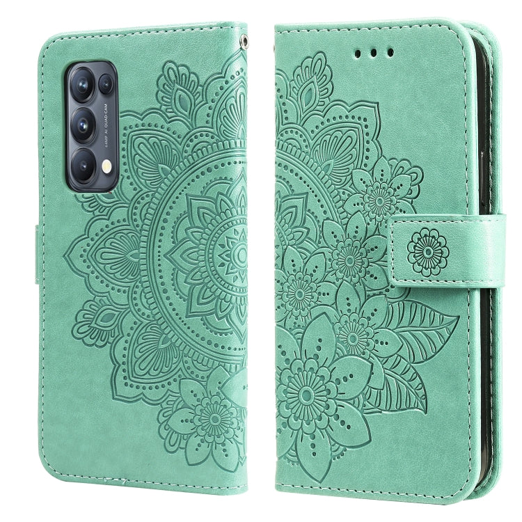For OPPO Reno5 Pro+ / Find X3 Neo 7-petal Flowers Embossing Pattern Horizontal Flip PU Leather Case with Holder & Card Slots & Wallet & Photo Frame