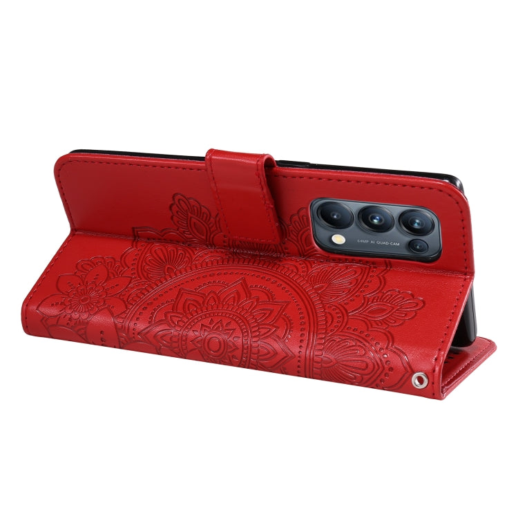 For OPPO Reno5 Pro+ / Find X3 Neo 7-petal Flowers Embossing Pattern Horizontal Flip PU Leather Case with Holder & Card Slots & Wallet & Photo Frame