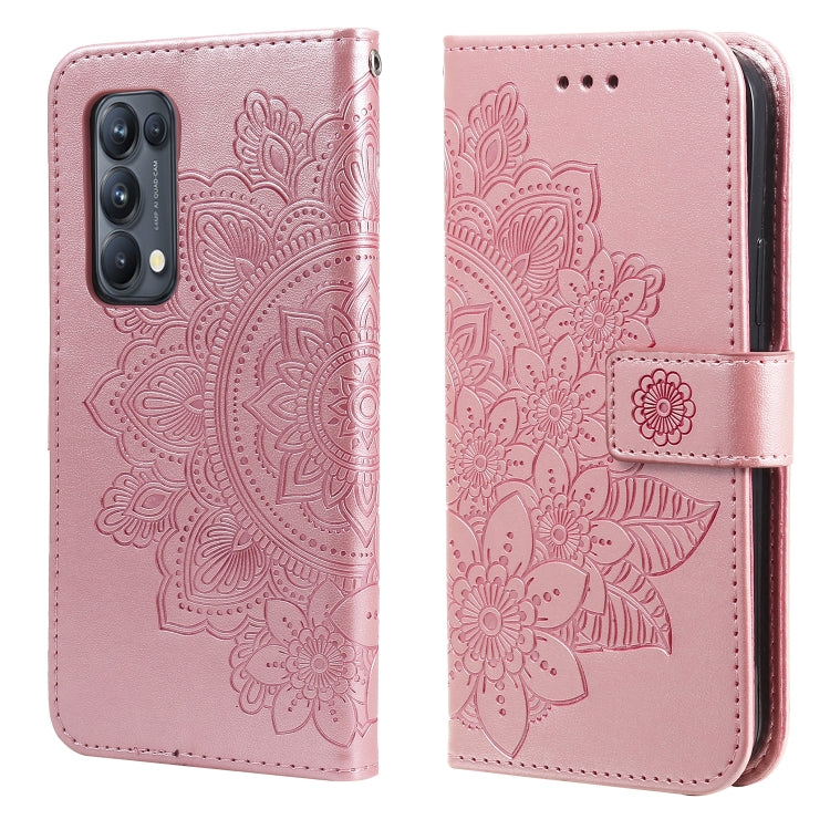 For OPPO Reno5 Pro+ / Find X3 Neo 7-petal Flowers Embossing Pattern Horizontal Flip PU Leather Case with Holder & Card Slots & Wallet & Photo Frame