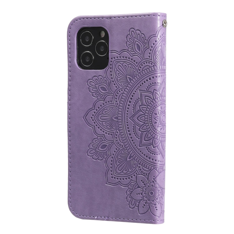 For iPhone 12 mini 7-petal Flowers Embossing Pattern Horizontal Flip PU Leather Case with Holder & Card Slots & Wallet & Photo Frame