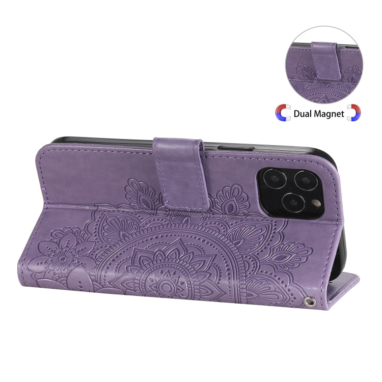 For iPhone 12 Pro Max 7-petal Flowers Embossing Pattern Horizontal Flip PU Leather Case with Holder & Card Slots & Wallet & Photo Frame