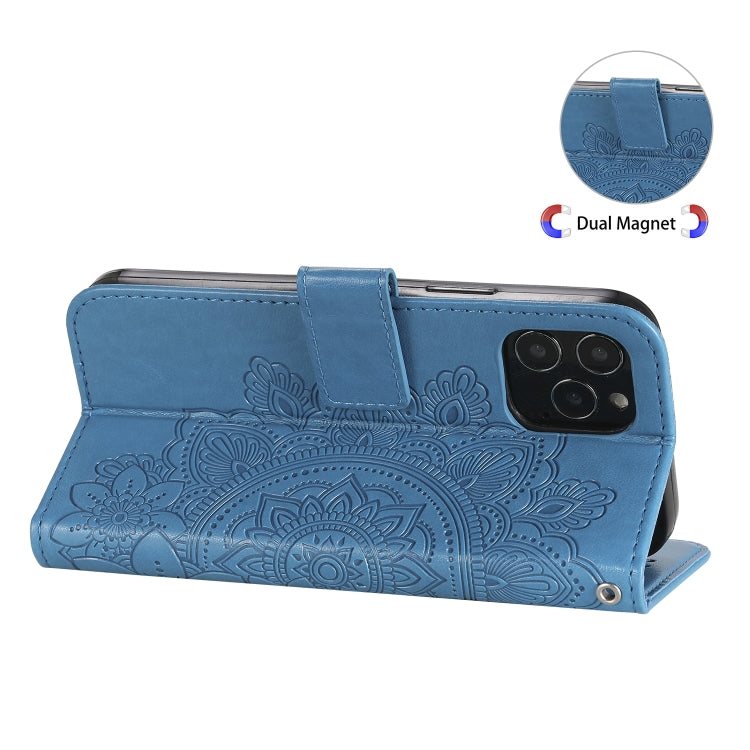 For iPhone 12 Pro Max 7-petal Flowers Embossing Pattern Horizontal Flip PU Leather Case with Holder & Card Slots & Wallet & Photo Frame