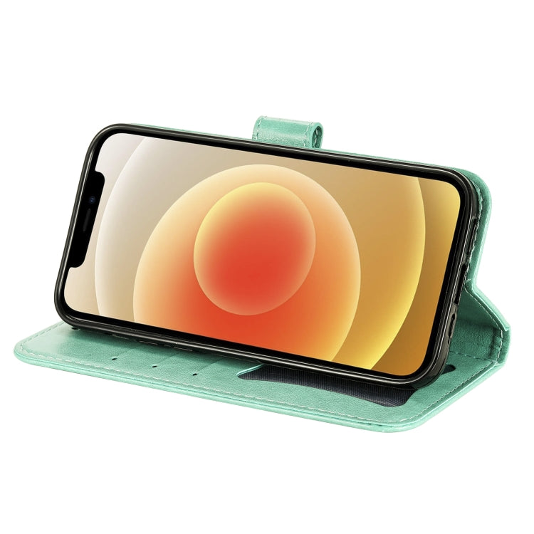 For iPhone 12 Pro Max 7-petal Flowers Embossing Pattern Horizontal Flip PU Leather Case with Holder & Card Slots & Wallet & Photo Frame